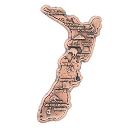 New Zealand Map Magnet Copper