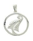 Sterling Silver NZ Fern in Circle Pendant - 20mm