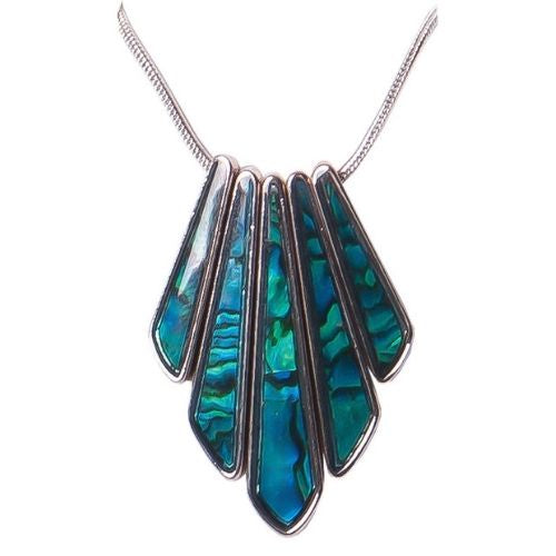 Palladium Paua Shell 5 Rod Necklace