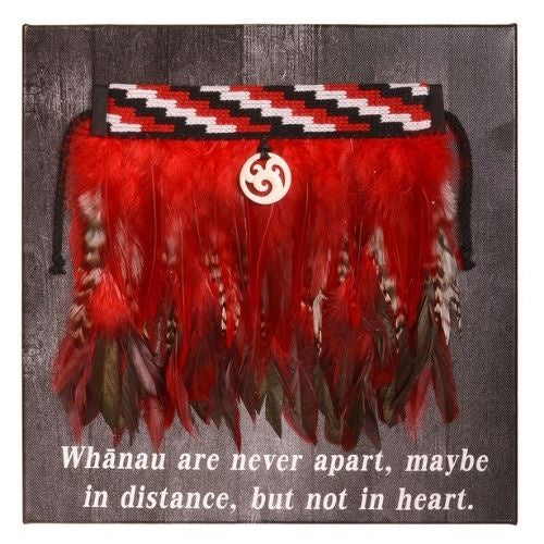 Mini Korowai on Canvas - Whanau - Red