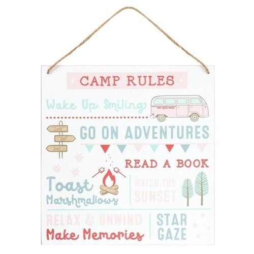 The Open Road Pink Camp Rules Sign
