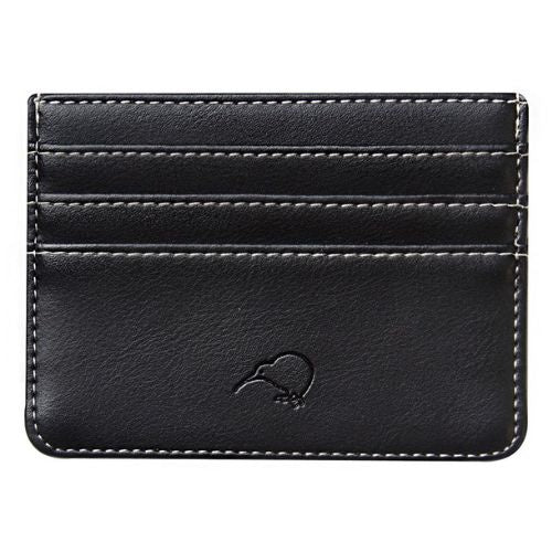 NZ Kiwi Leather Card/Cash Holder - Black
