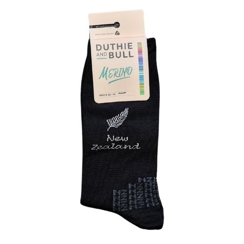 Mens Merino Tourist Fern Socks - Black