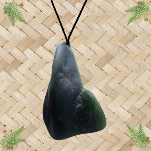 NZ Greenstone Freeform Pendant - Large