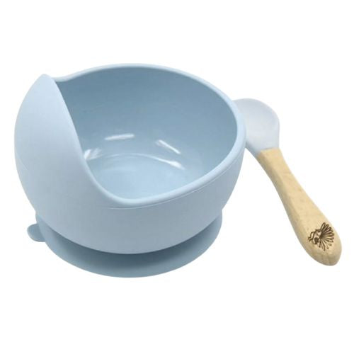 Silicone Suction Bowl & Spoon - Blue