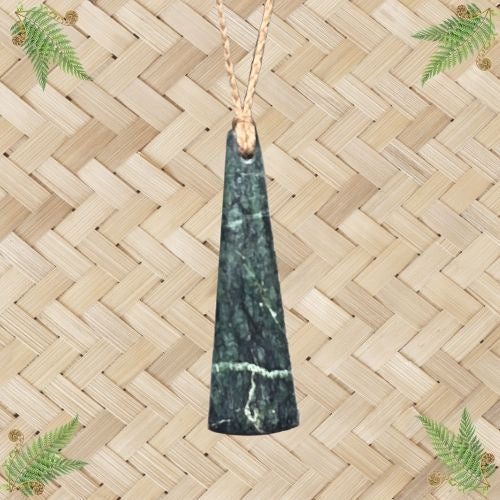 NZ Greenstone Toki Drop Pendant - 78mm