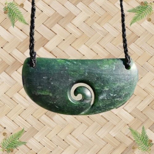 NZ Greenstone Breastplate with Koru Pendant - 70mm
