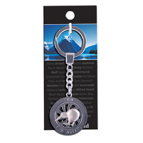 Chrome Swivel Kiwi Metal Keyring