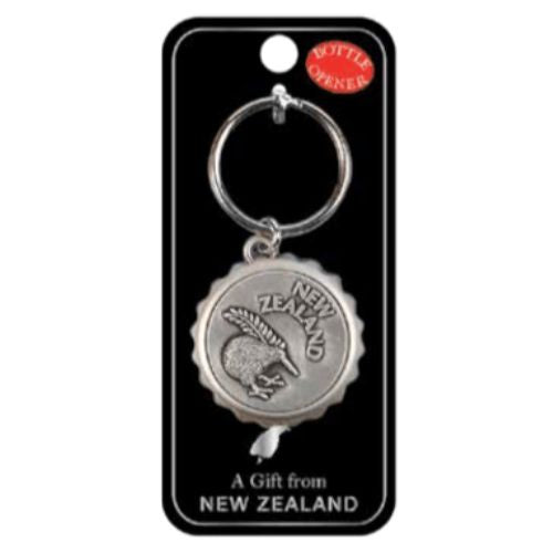 Kiwi NZ Bottle Cap Nickel Keyring - Nickel