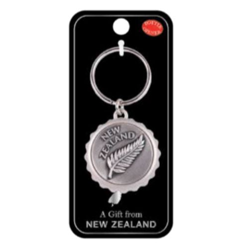 Fern Bottle Cap Keyring - Nickel