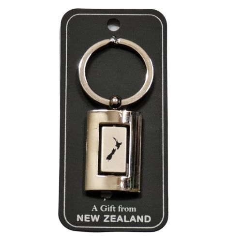 Spinning Oblong Kiwi/Map Keyring Nickel