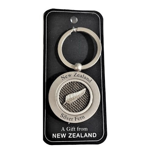 Round Silver Fern Mesh Keyring