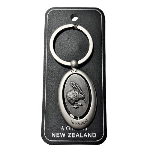 Spinning Oval Kiwi/Fern Keyring