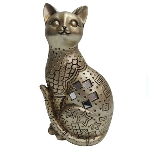 Gold Sitting Cat - 16cm
