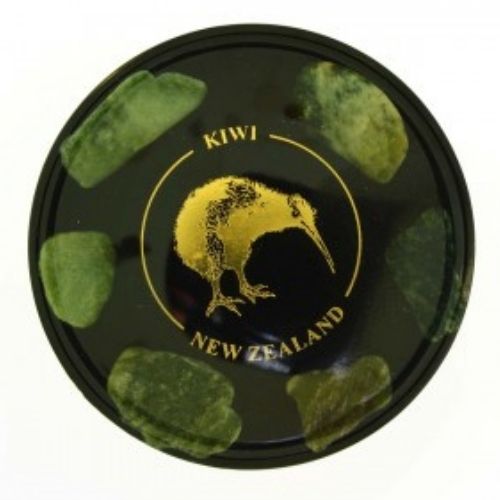 New Zealand Kiwi Coaster with Greenstone Pieces