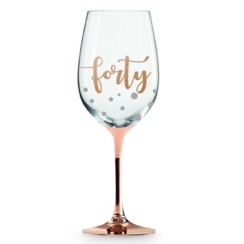 Wine Glass - 40th - Rose Gold Stem