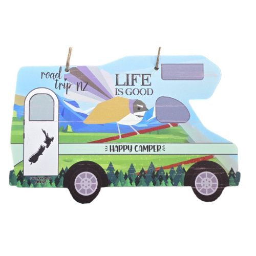 Happy Camper Motor Home Plaque with Fantail