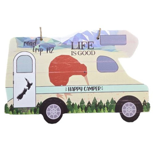 Happy Camper Motor Home Plaque with Kiwi