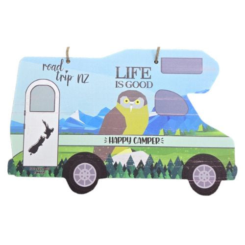 Happy Camper Motor Home Plaque with Morepork