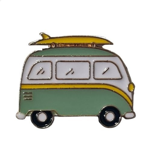 Combi Van Metal Pin Brooch - Green