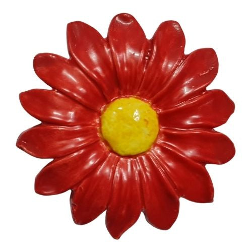 Ceramic Daisy Large Red with Yellow