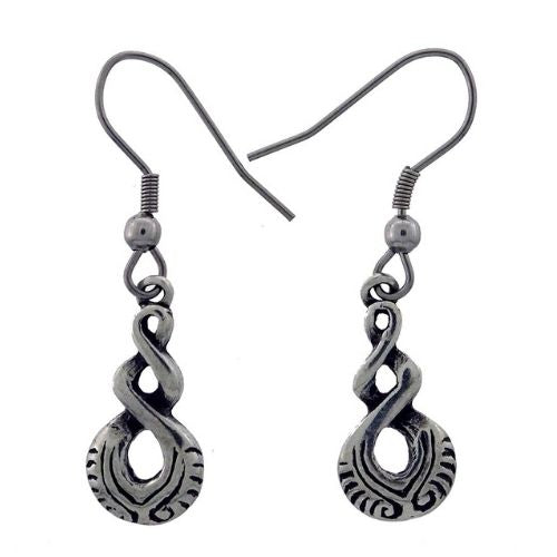 Triple Twist Pewter Earrings