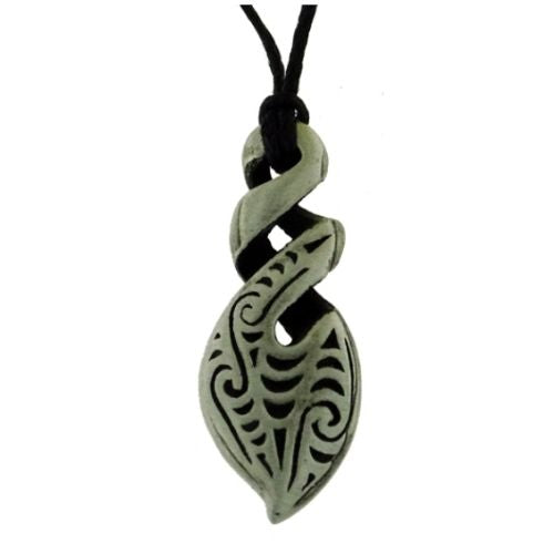 Triple Twist Engraved Pointed Pewter Pendant