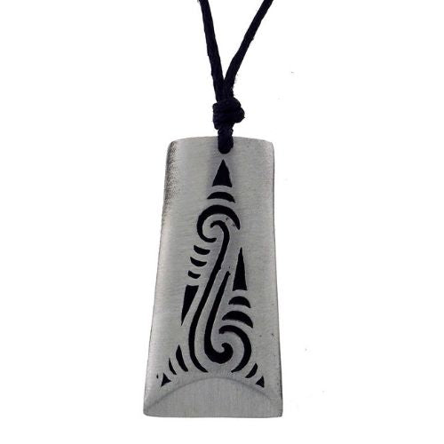 Engraved Adze Spiral Pewter Pendant