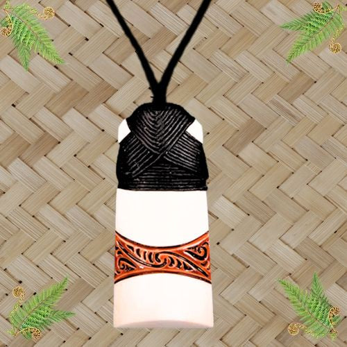 Bone Toki Pendant with Stain - 65mm