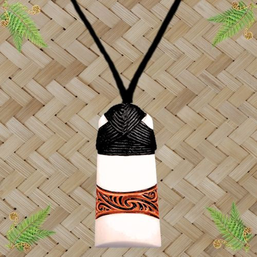 Bone Toki Pendant with Stain - 55mm