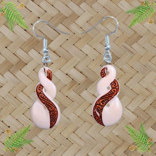 Double Twist Bone Earrings Stain - 44mm