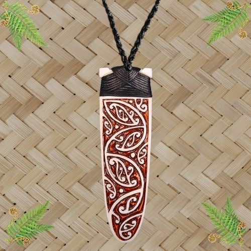 Bone Toki Pendant Engraved with Stain.