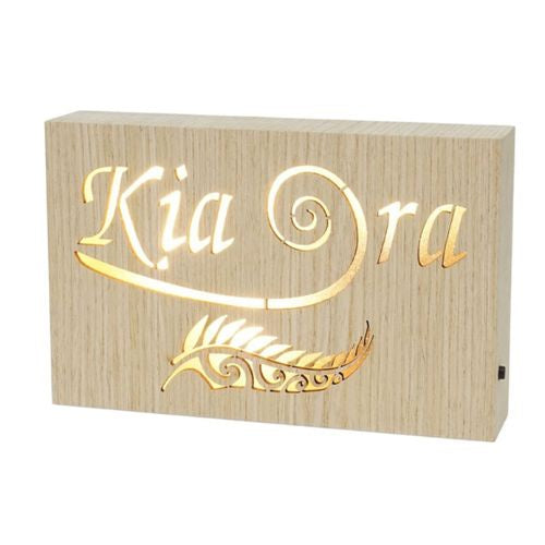 Kia Ora Wooden LED Block