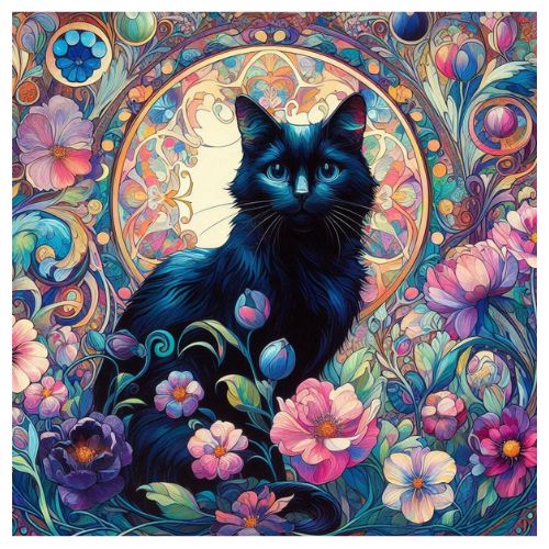 Black Cat Ceramic Coaster Set 4