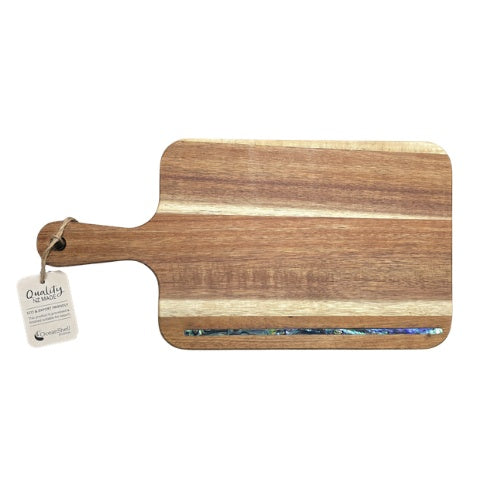Wooden Rectangle Serving Paddle with Paua Strip