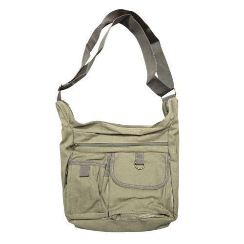Khaki Canvas Shoulder Bag