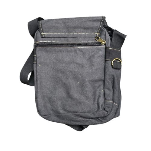Black Canvas & Leather Shoulder Bag.