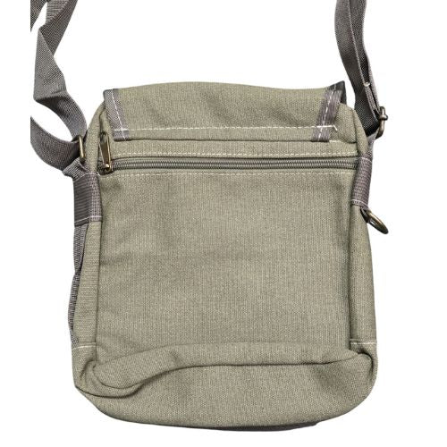 Canvas & Leather Shoulder Bag - Khaki