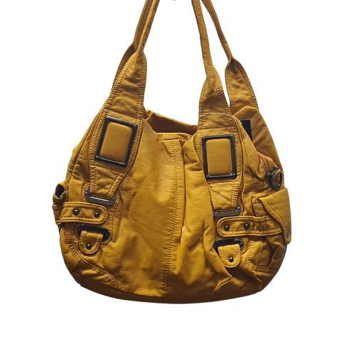 Yellow Handbag with Gun Metal Trim