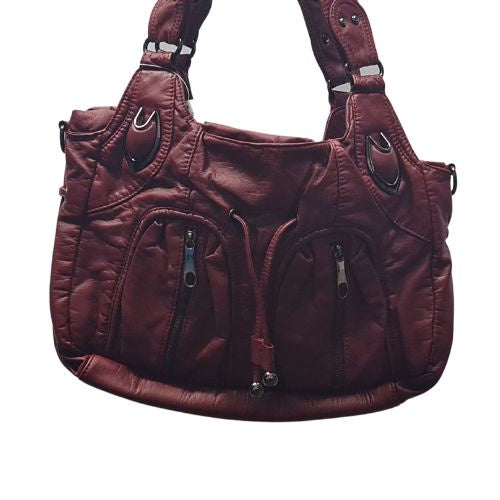 Dark Red Handbag with Gun Metal Trim