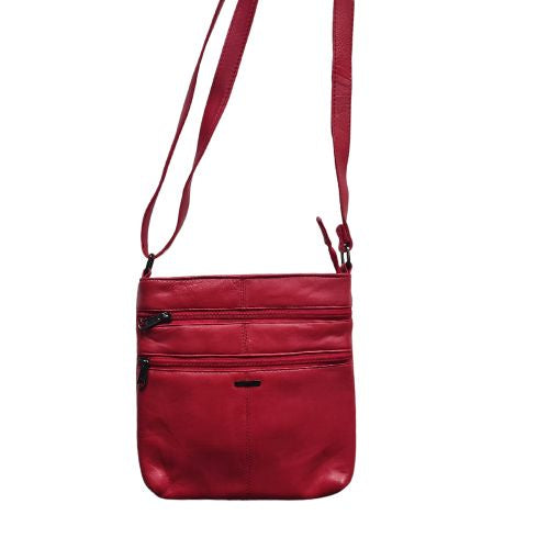Ladies Leather Handbag Plain with Zip Pockets - Pink 2