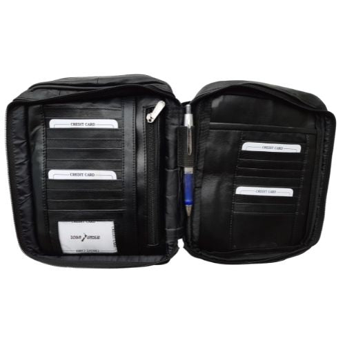 Black Leather Manbag with Card File