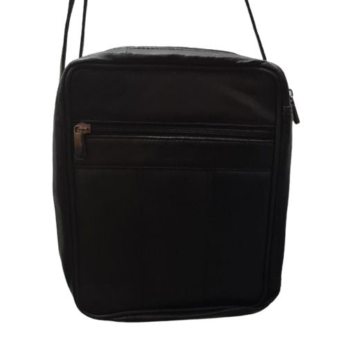 Black Leather Manbag with Card File