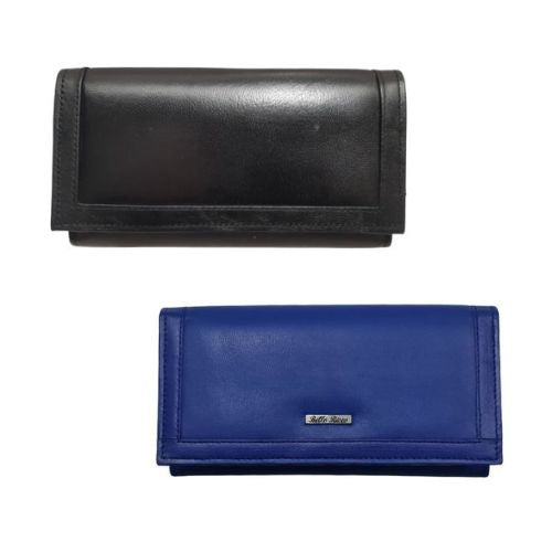 Ladies Leather Wallet Plain 2 Fold with Stitching