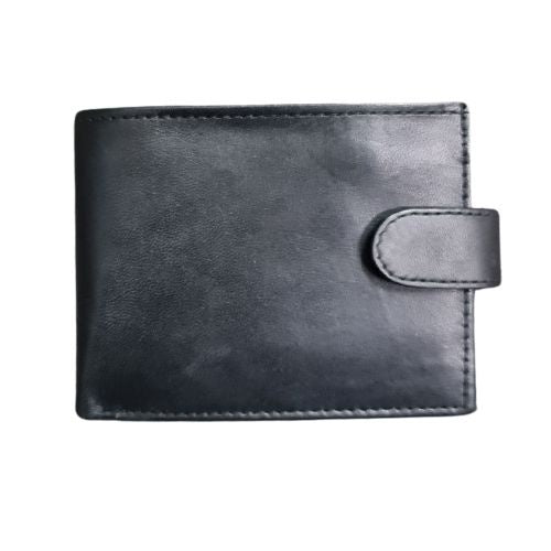 Gents Domed Leather Wallet with Coin Pocket - Plain