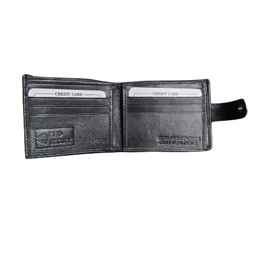 Gents Domed Leather Wallet with Coin Pocket - Plain