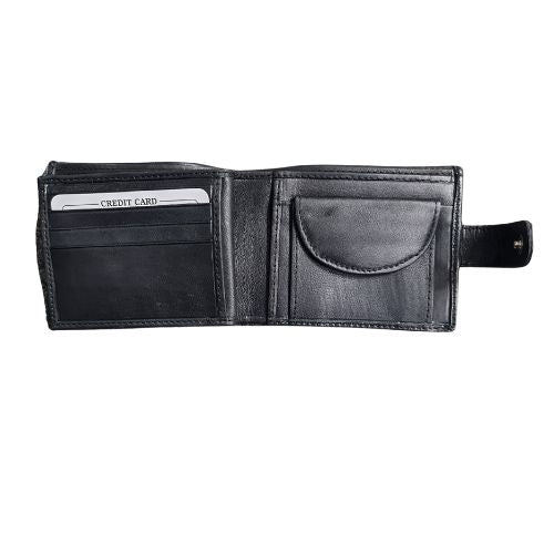 Gents Domed Leather Wallet with Coin Pocket - Plain