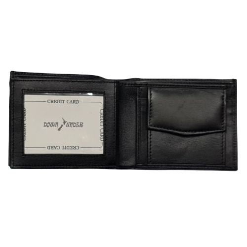 Gents Leather Wallet with Coin Pocket - Black Plain