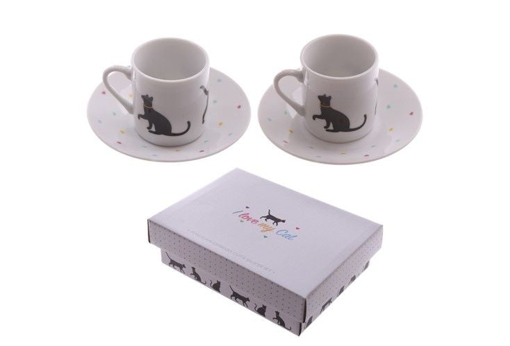 Cat Love Espresso Mug - Set of 2