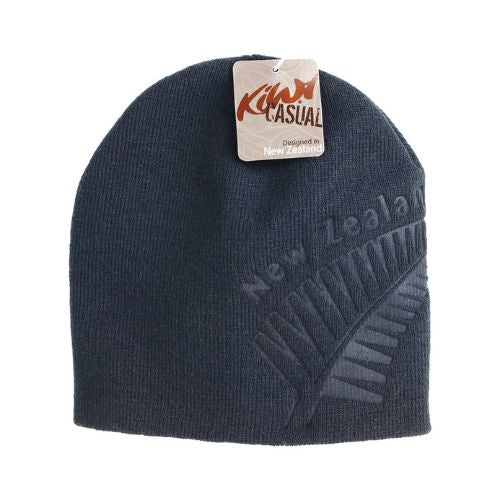 Embossed Fern Beanie - Black